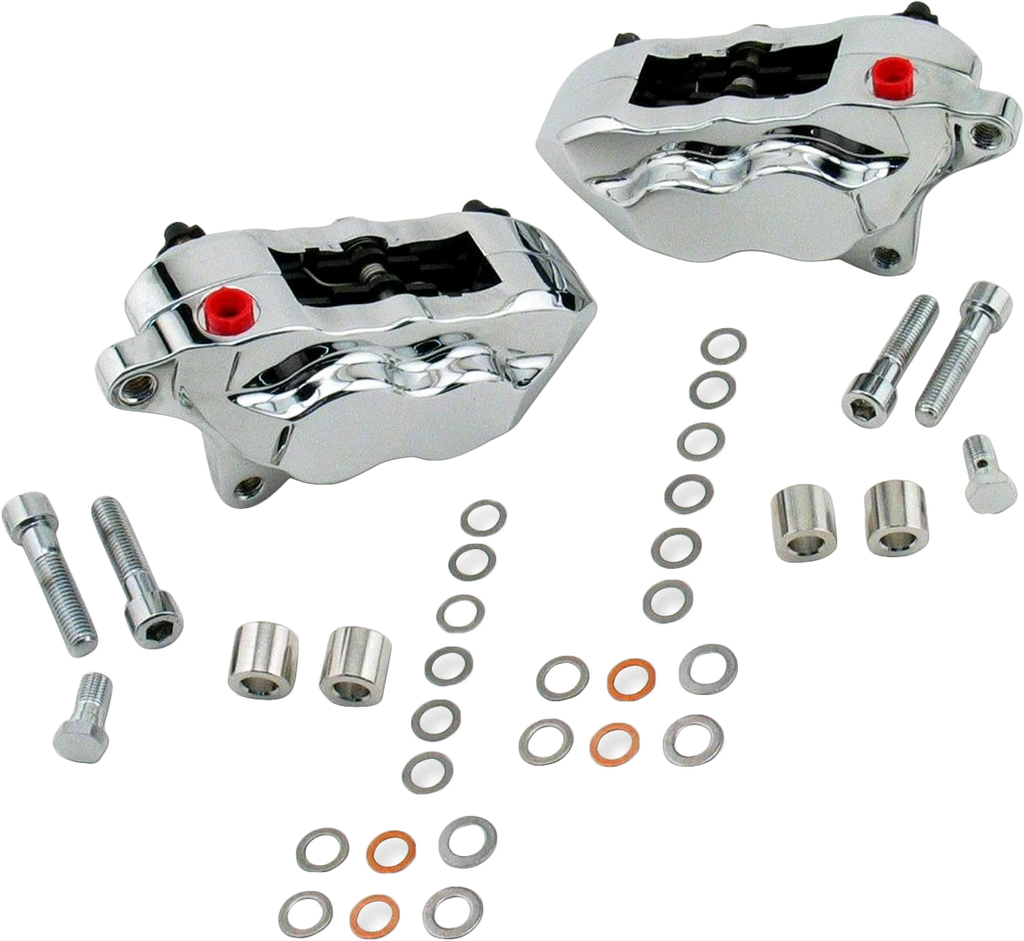 4 Pist Front Dual Caliper Kit Chrome 00 Up W/ 11.5" Rotor