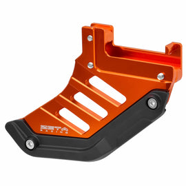 ZETA orange rear disc guard for motorcycle, made of durable guards/braces material, protecting rear disc brake.