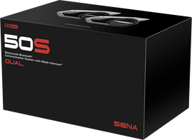 SENA 50s HD Bluetooth communication system with Harman Kardon sound, featuring dual microphone setup and sleek design.