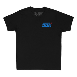 Black Anthem Youth Tee shirt by DBK, showing front view with short sleeves and crew neckline for kids' casual wear.