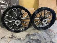 Load image into Gallery viewer, BILLET MAG WHEELS SET 21/18 BLACK HARLEY DAVIDSON SOFTAIL MODELS - The Speed Shop Canada