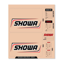 Load image into Gallery viewer, Showa Decal Kit Blk Showa Fork/Shock/Eng Spec