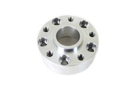 Polished 1-3/8 inch York drive line pulley spacer with smooth finish, designed for precise belt alignment.