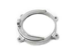 Polished York Belt Drive Alternator Cover on drive line system, showcasing a shiny, durable automotive accessory.