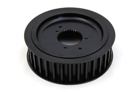 York 34-tooth front drive line pulley showing metal construction and teeth for power transmission in machinery.
