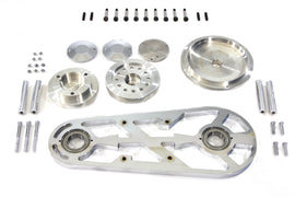 Chrome Belt Drive Outboard Support Kit with hardware for York drive line systems, providing stability and support for boat outboards.