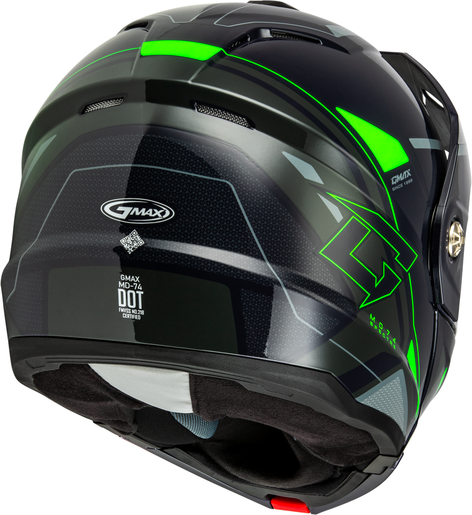 Md 74s Spectre Snow Helmet W/ Elec Shield Grey/Neon Green Sm