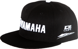 Black Yamaha Factory Snapback hat by D-COR with a structured crown and adjustable snapback closure, front embroidered Yamaha logo