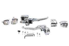 Chrome Ultima Handlebar Control Kit with levers and switches for motorcycle handlebars, designed for easy installation and secure grip.