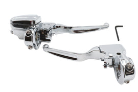 Chrome Ultima handlebar control kit with grips and switches for motorcycle handlebars, featuring a sleek and durable design.