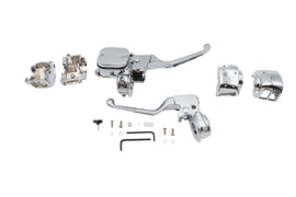 Chrome Ultima handlebar control kit with switches and wiring for motorcycle handlebars, designed for Ultima bikes.