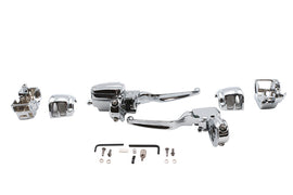 Chrome Ultima Handlebar Control Kit with levers and switches for motorcycle handlebars, featuring a sleek chrome finish.