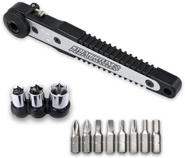 STRAIGHTLINE Hide 'N' Go Trail Tool Kit with safety tools and protective gear, displayed on a neutral background.