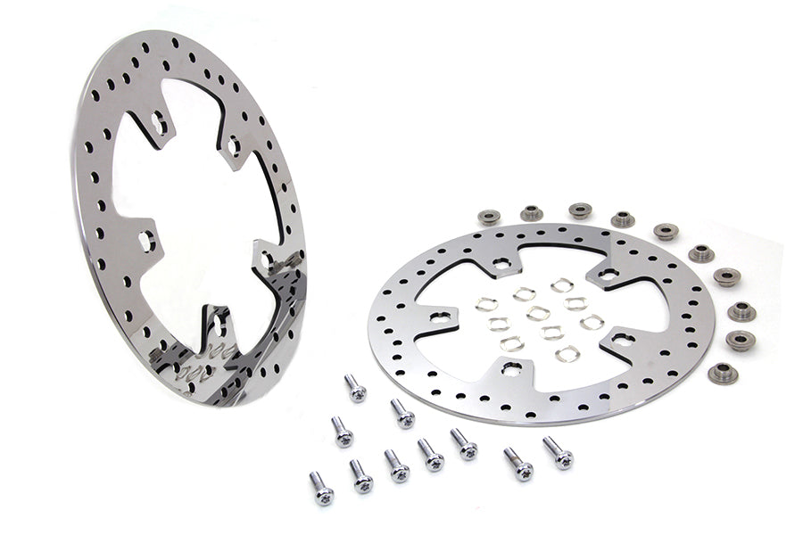 11.8 inch Drilled Front Brake Disc Set Mirror Polished Stain
