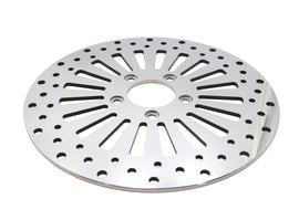Duro Wyatt Gatling front disc brake wheel with 20 spokes, 11.5-inch size, featuring a stylish black finish and detailed spoke design.