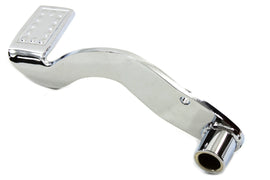 Duro forward control brake pedal with dimpled chrome finish for motorcycle, showcasing detailed textured surface and mounting hardware.