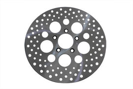Duro 11-1/2 inch drilled front brake disc showing perforated metal surface for enhanced braking performance