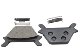 Duro semi-metallic rear brake pad set showing the brake pads and mounting hardware for vehicle braking system