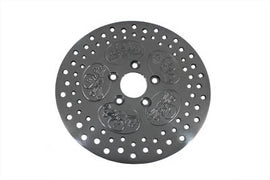 Polished Edart 11.5-inch rear brake disc with a skull design, featuring a durable metal brake component.