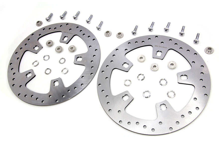 Duro 11.8 inch Drilled Front Brake Disc Set Stainless Steel