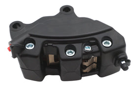 Black Edart rear 4-piston brake caliper with mounting brackets, designed for high-performance bicycle braking systems.