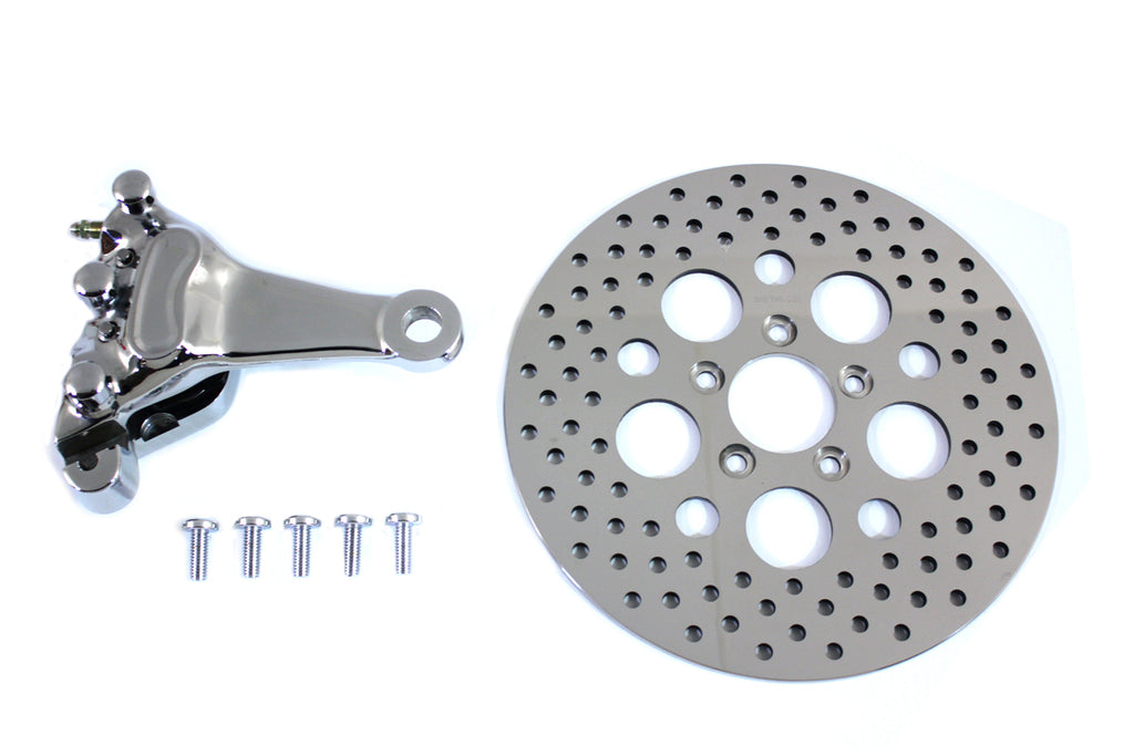 Chrome Rear 4 Piston Caliper and 11-1/2 inch Disc Kit