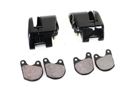 Black Edart Front 1 Piston Brake Caliper set with detailed pistons and mounting hardware for reliable vehicle braking system.
