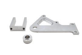 Polished Ultima rear brake caliper bracket, durable metal construction, detailed close-up showing precision machining and finish.