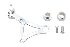 Chrome rear caliper bracket for brake system by Ultima, showcasing the sleek metal component with mounting points.