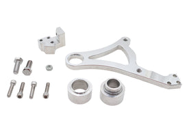 Polished Ultima rear brake caliper bracket for motorcycle, showcasing durable metal construction and precise fit.