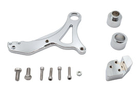 Chrome rear brake caliper bracket for Ultima ULTIMA brake system, shown in polished finish with mounting details.