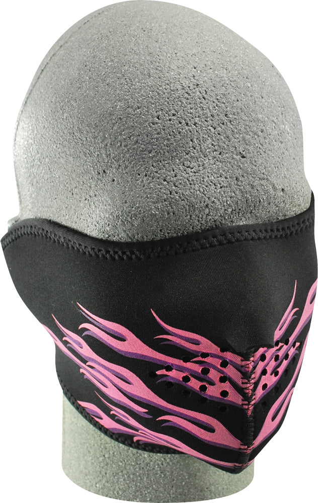 Half Face Mask Pink Flames