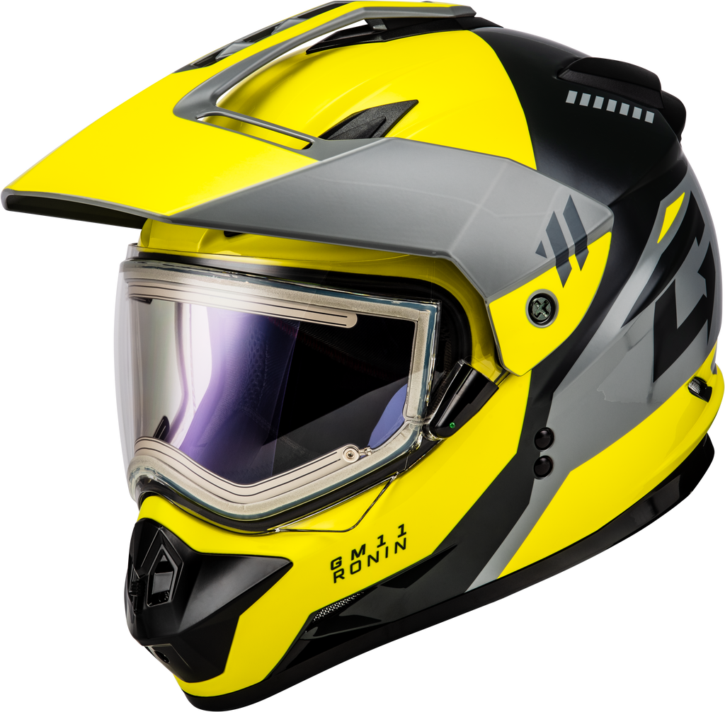 Gm 11s Ronin Snow Helmet W/ Elec Shld Yellow/Slvr/Grey Xs