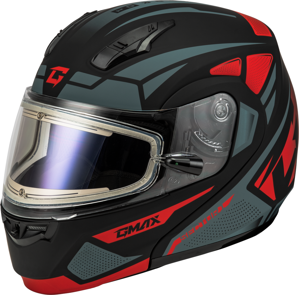 Md 04s Sector Snow Helmet W/ Elec Shield Matte Black/Red Xs