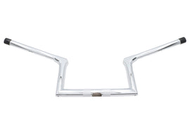 OE 8.3 inch Chrome Rise Z Handlebar Control for motorcycle with curved design and chrome finish, visible in the image.