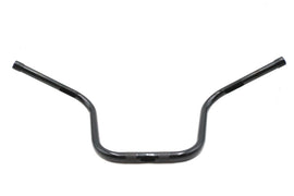 OE 12-inch mini ape hanger handlebar with gloss black finish and indents, designed for motorcycle handlebar control.