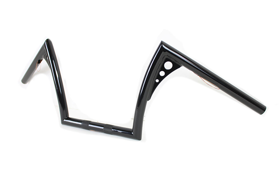 10 inch Z-Bar Handlebar with Wiring Indents and Holes Black