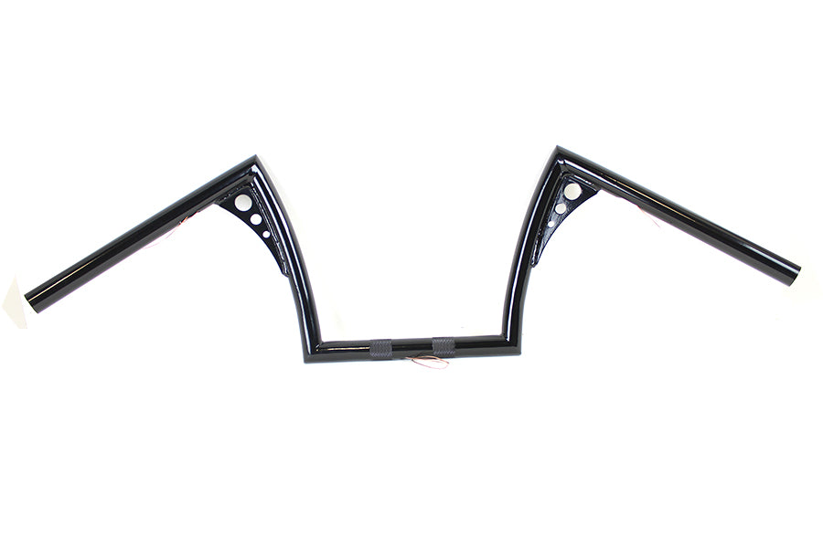 10 inch Z-Bar Handlebar with Wiring Indents and Holes Black