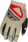 Fly Racing Youth Kinetic Sym Gloves Light Grey/Red/Black Ys 378-410YS