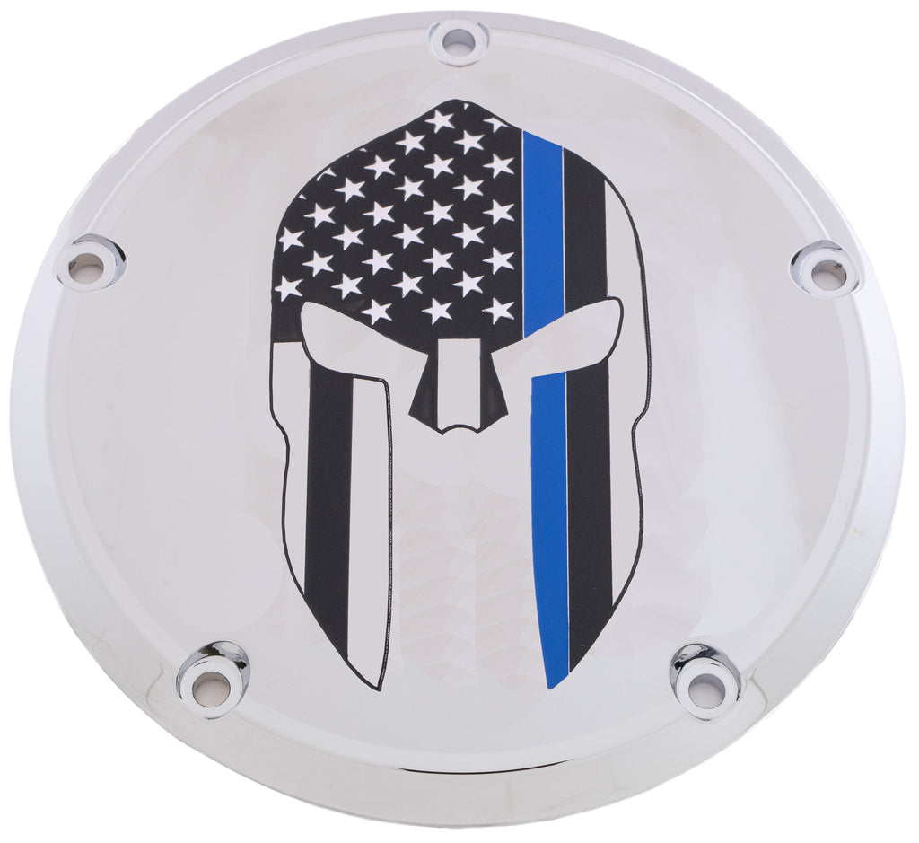 7   M8 Flt/Flh Derby Cover Sparta Blue Line Chrome