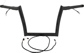 BAGGERNATION 12-inch OEM Monkey Bar handlebars in satin black for Harley Davidson models 2015-2023, pre-wired for easy installation.