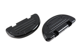 OE Gloss Black Passenger Half Moon Footboard Set for motorcycle, featuring sleek black finish and durable footpeg design.