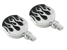 Load image into Gallery viewer, Chrome Flame Style Highway Bar Footpeg Set