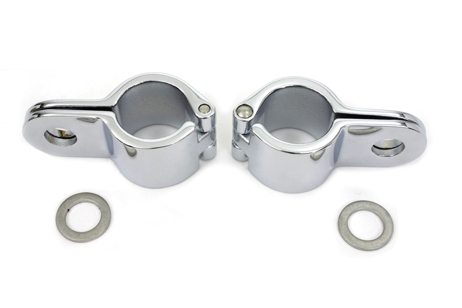 Chrome 1-1/8 inch Footpeg Mount Clamp Set