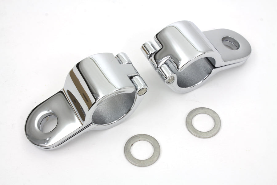 Chrome 1-1/8 inch Footpeg Mount Clamp Set