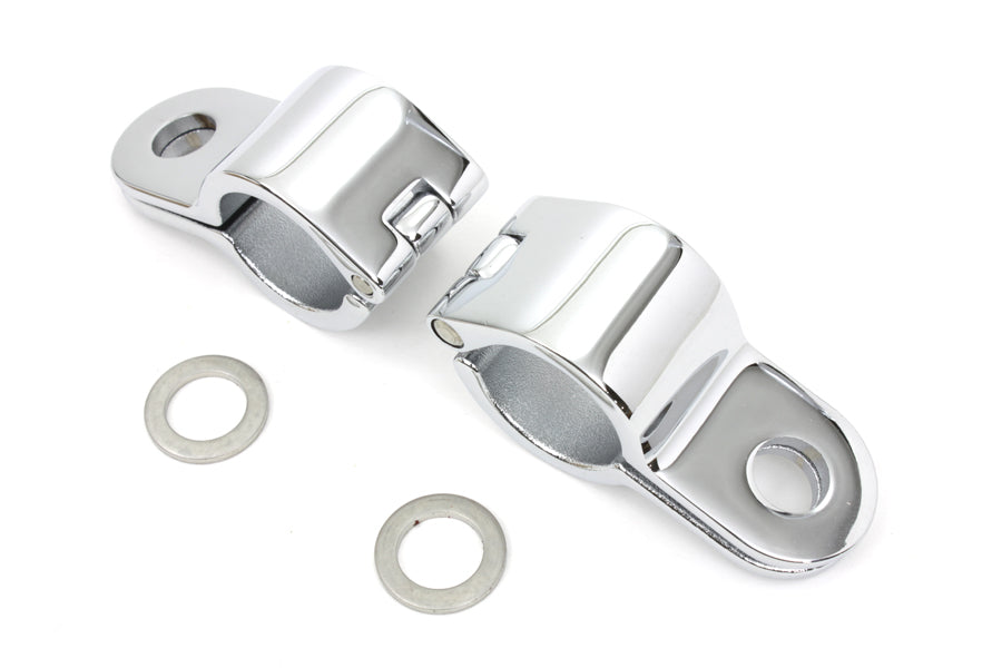 Chrome 1-1/8 inch Footpeg Mount Clamp Set