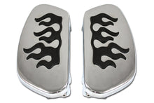 Load image into Gallery viewer, Driver Footboard Set Chrome with Flame Design