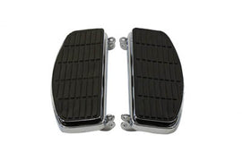 V-TWIN 'D' Driver Footboard Set in chrome for motorcycle, featuring durable footpeg and spacious footboard design.