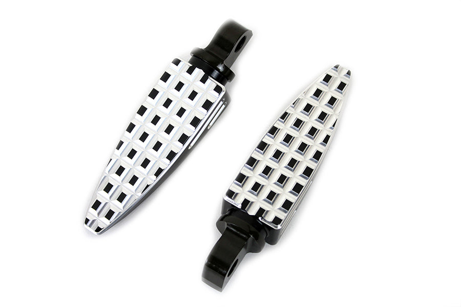 Black Adjustable Footpeg Set with Silver Highlights