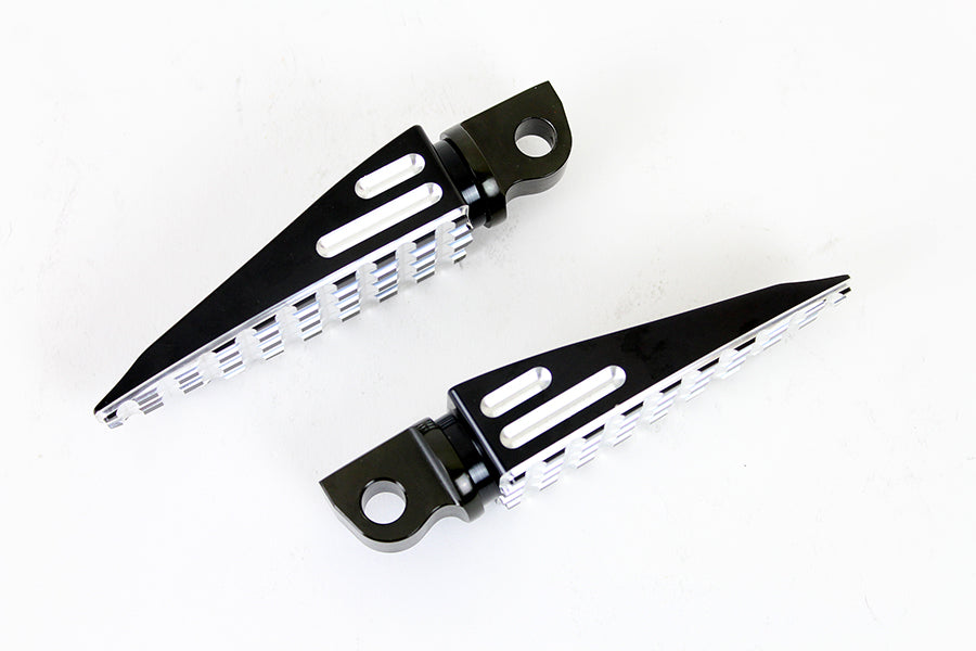 Black Adjustable Footpeg Set with Silver Highlights